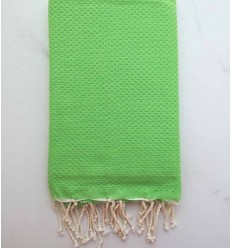 Fouta nid d'abeille unie vert prairie