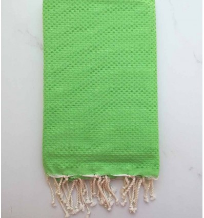 Fouta nid d'abeille unie vert prairie