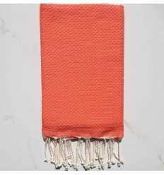 plain honeycomb medium coral beach towel