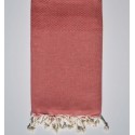 fouta nid d'abeille unie rouge clair
