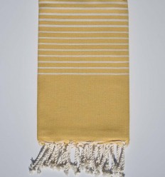 Fouta jaune motard rayée blanc créme