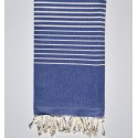 Fouta bleu roi rayée blanc créme