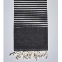 Fouta Plat rayée noire blanc créme