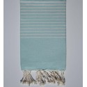 Fouta Portofino vert d'eau clair rayée blanc crème