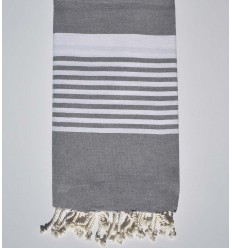 Fouta arthur couleur gris moyen avec rayures