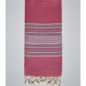 GRAND fouta Arabesco rosa confetto a strisce grigio
