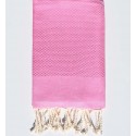 Fouta nid d'abeille unie rose dragée foncé