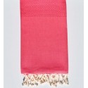 Fouta nid d'abeille unie rose vif clair