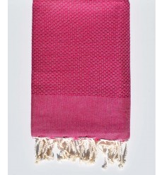 Fouta nid d'abeille unie couleur rose violine