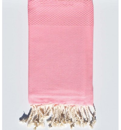 Fouta nid d'abeille unie rose incarnadin clair