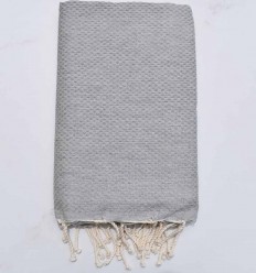 Fouta nid d'abeille unie gris argent