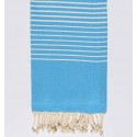 Fouta Plat bleu vive rayée blanc créme