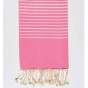 Fouta plat rose rayée blanc créme
