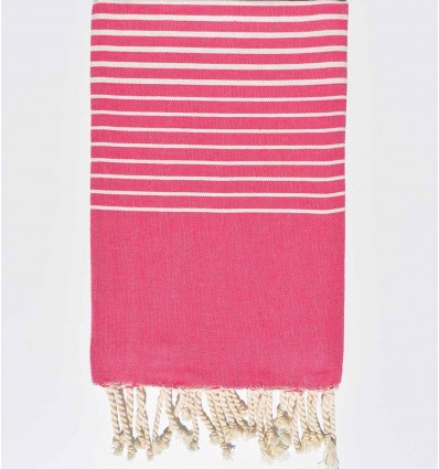 Fouta Plat rose rayée blanc créme