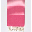 Fouta Plat rose rayée blanc créme