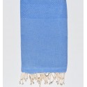 Fouta nid d'abeille unie bleu roi clair