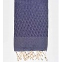 plain honeycomb medium indigo blue beach towel