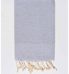 Fouta nid d'abeille unie gris souris clair