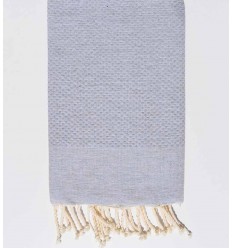 Fouta nid d'abeille unie gris souris clair