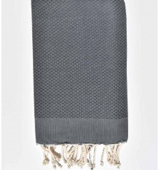 Fouta nid d'abeille unie gris de payne