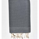 Fouta nid d'abeille unie gris de payne