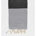 Fouta nid d'abeille noir avec rayures