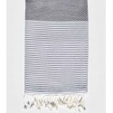 Fouta nid d'abeille gris souris avec rayures